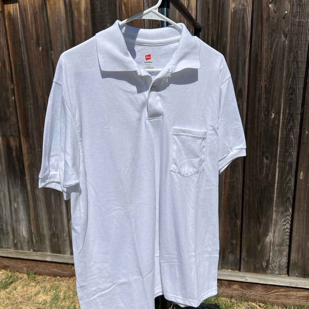 Solid white polo
